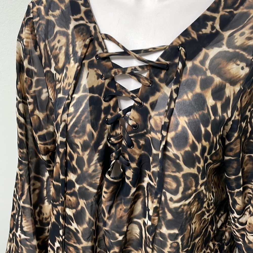 VICTORIA'S SECRET Sheer lace up Leopard Swim Coverup size small - Picture 2 of 6